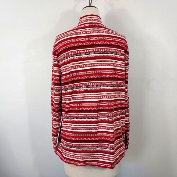 Lands End Shirt Top Mock Neck Long Sleeve Womens Size XL Red White 100% Cotton - Picture 6 of 12